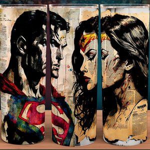 Superman and Wonder Woman Comic Villain Cup Mug Tumbler